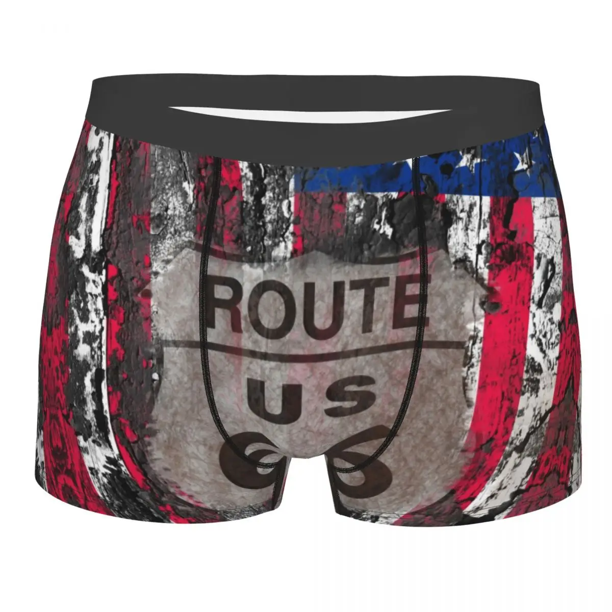 

Custom Vintage USA Flag Underwear Men Breathable US Route 66 Boxer Briefs Shorts Panties Soft Underpants For Male