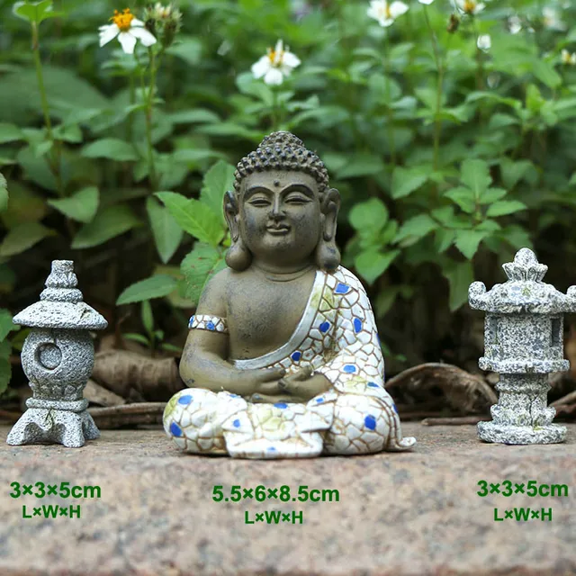 1 Buddha És 2 Pagodas Gyanta Figurák Kerti Dekoráció Bonsai - Image 6