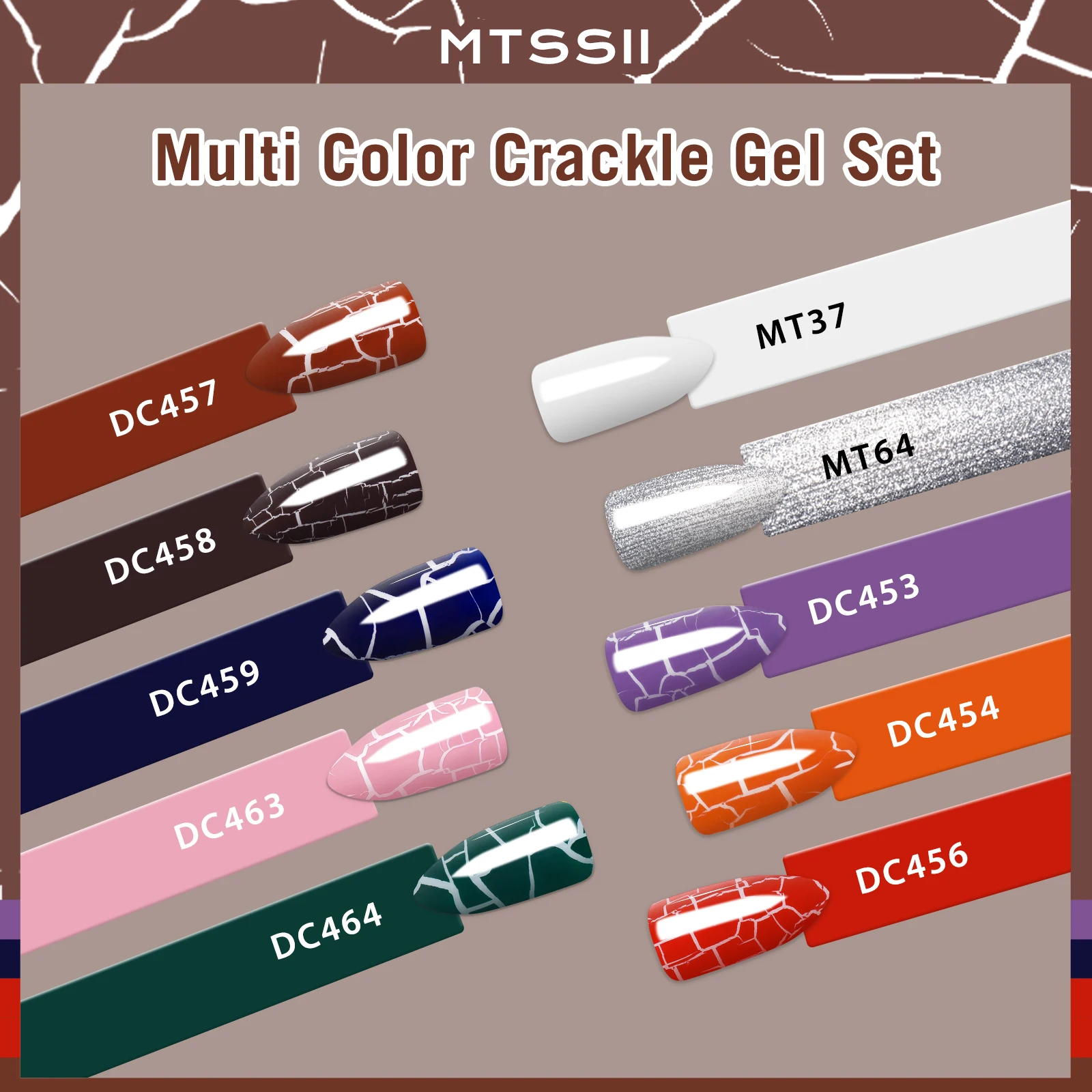 12PCS/SET Crackle Nail Polish Gel Set Cracking Nail Lacquer Quick Dry Gel Hybrid With Base Top Coat  Manicure Art Varnish Kit 2