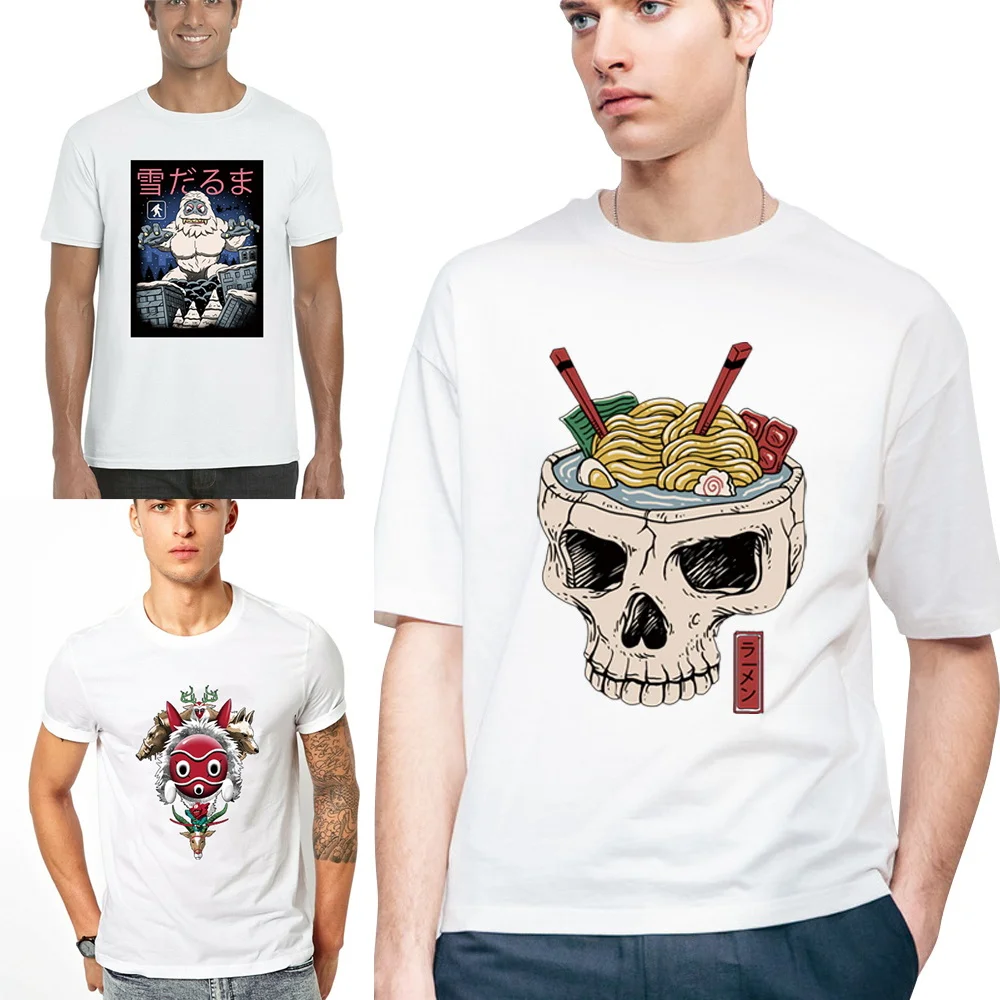 

Summer Short Sleeve Fashion Japan Element Print O-neck Clothes Commuter Top T Shirt for men Pullover Casual All-match Clothing
