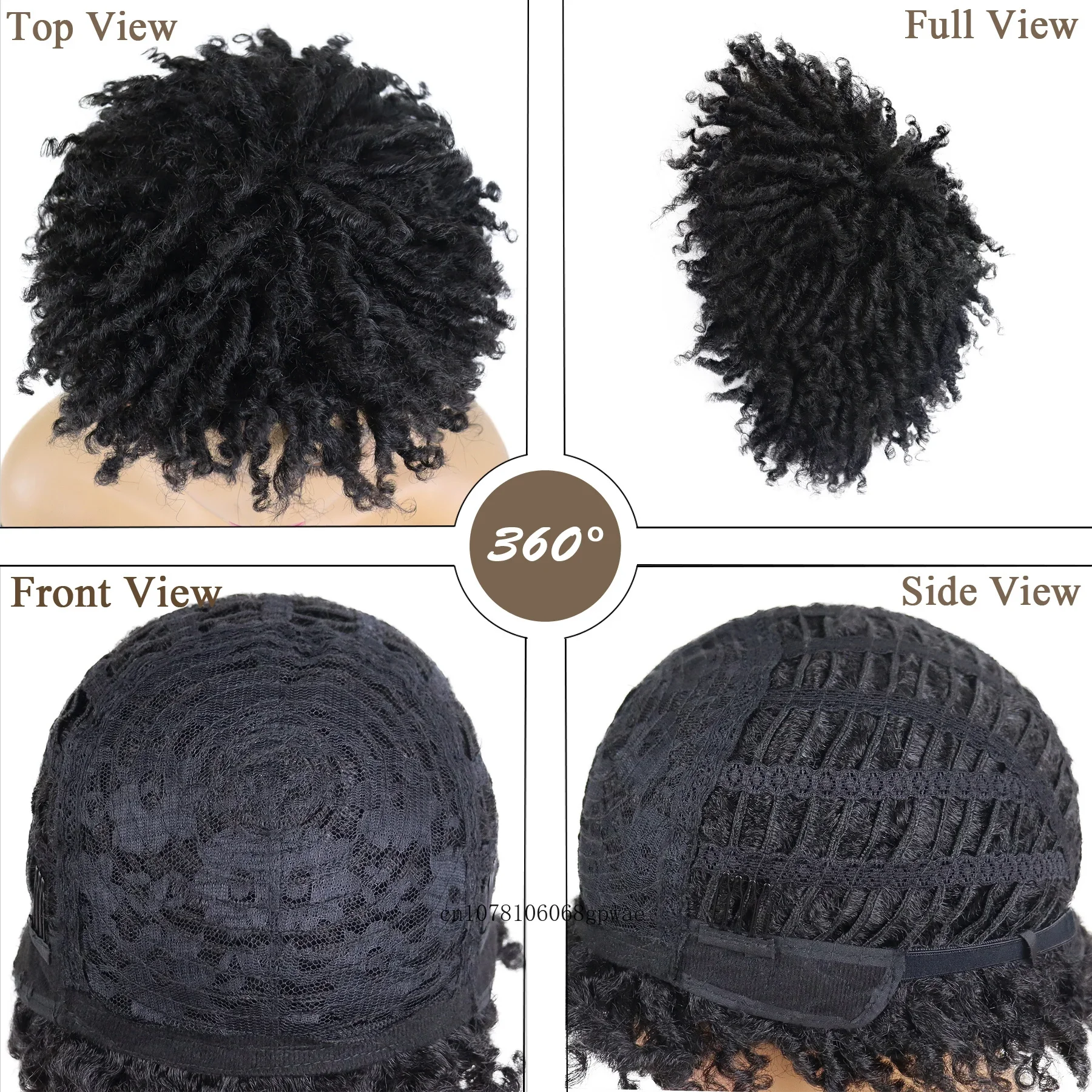 Short Black Braided Synthetic Wig for Women Dreadlocks Wigs Locs Crochet Twist Hair Afro Curly Wig Lady Daily Party Halloween