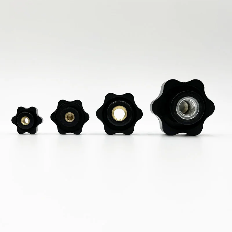 M4 M5 M6 M8 M10 M12 Pflaume Handfest Muttern Griff Gewinde Stern Mechanische Schwarz Rändelmutter Klemmknopf Manuelle Mutter Hitzebeständig – Detail 4