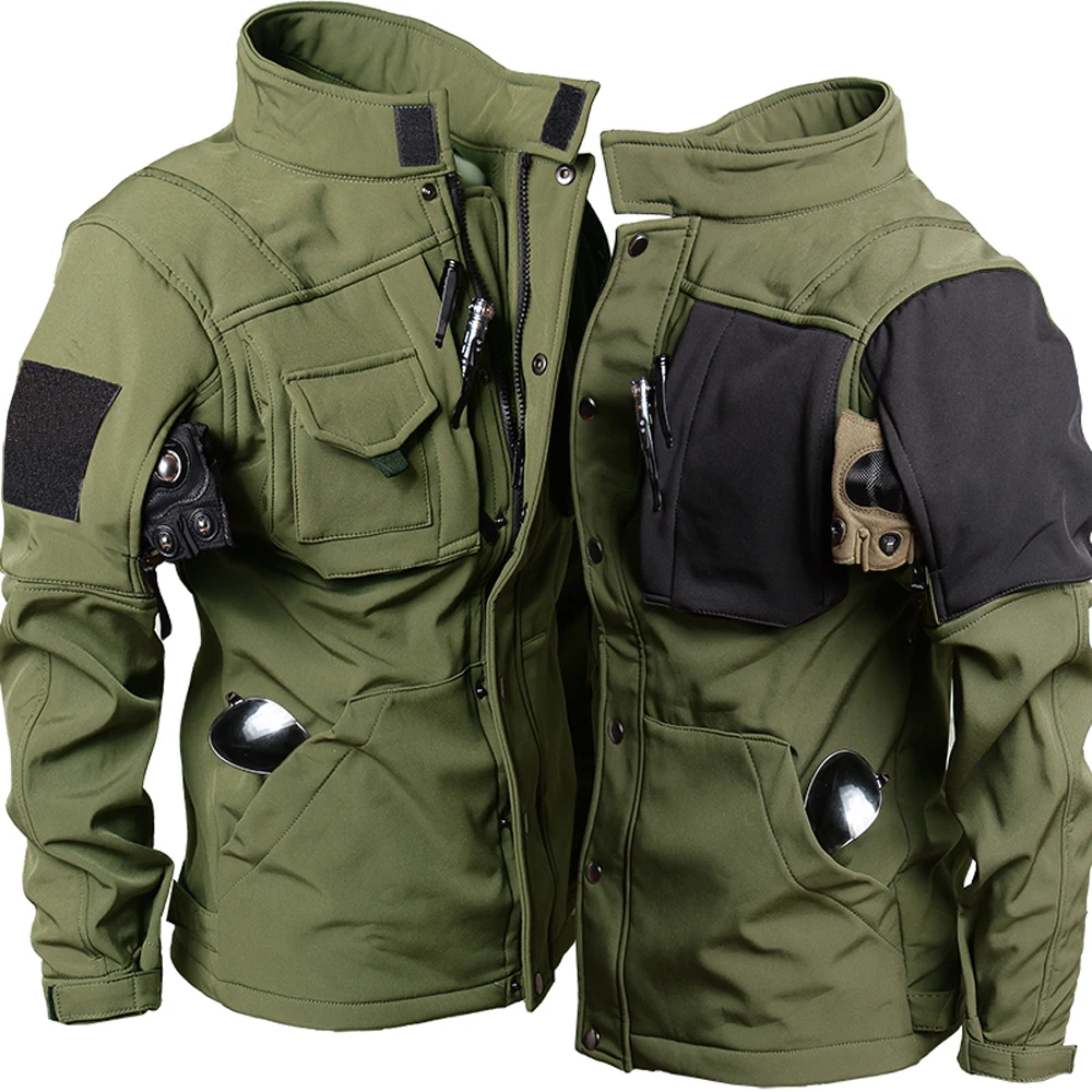 TDEOK Winterjas voor heren, gevoerde jas met capuchon, eenkleurige jas met ritssluiting, winddicht, outdoorjas, warme jas, winterjas, softshelljas voor heren, blauw, M