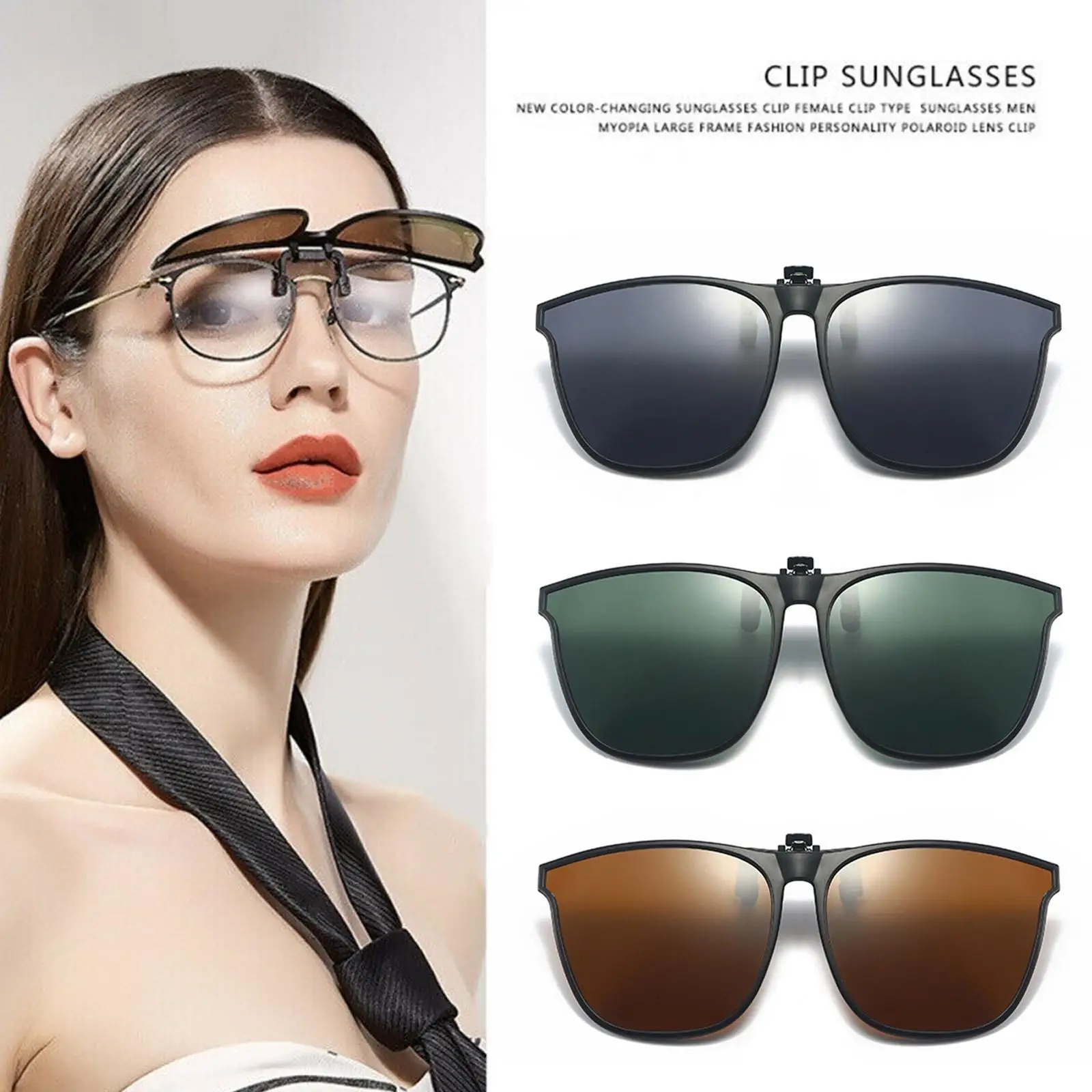 Polarisées Clip Sur Flip Up Lunettes De Soleil Shades Lunettes