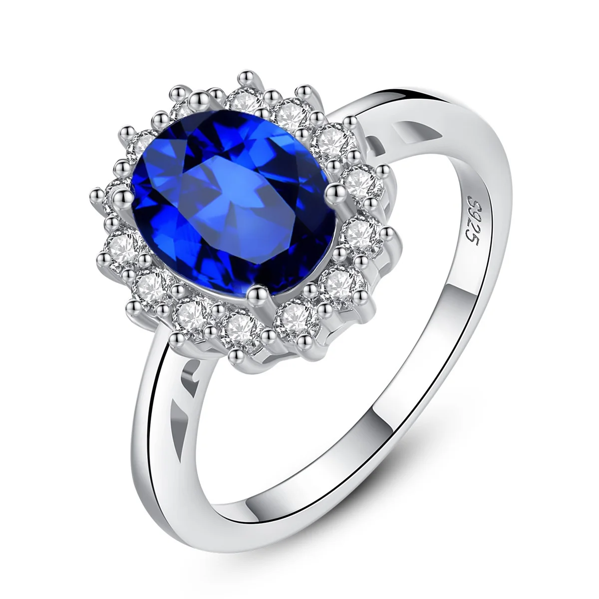 

Romantic Ladies Fashion Blue Ring Wedding Jewelry Birthday Party Valentine Christmas Gift Classic Ring Decoration