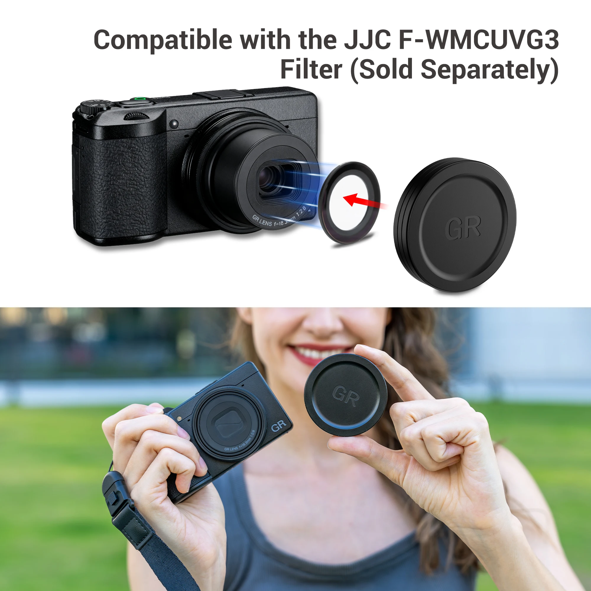 JJC Metal Lens Cap Cover for Ricoh GR IV GRIV GR4 Camera Lens