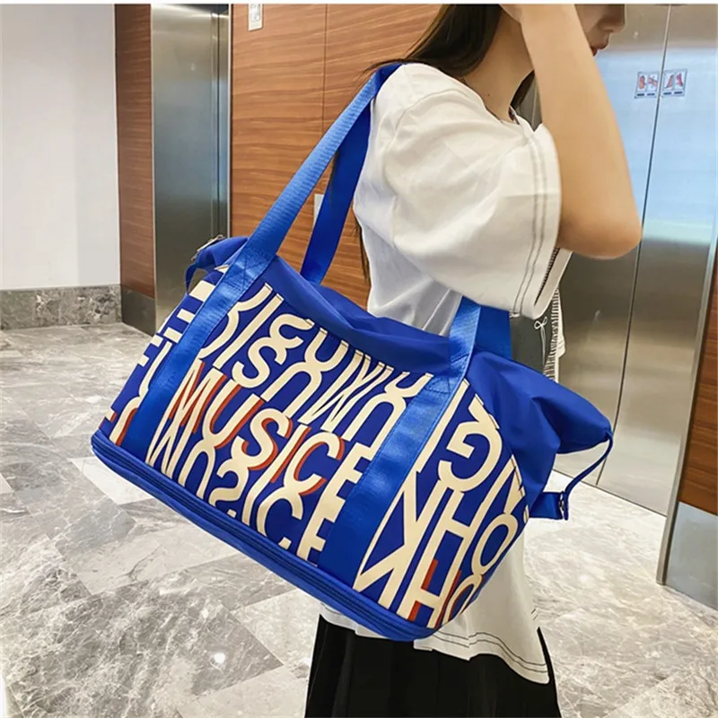 2024 New Letter Print Sports Bag Waterproof Fitness Gym Handbags Large Capacity Travel Bag Free Expansion Dry Wet Travel Tote 2