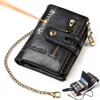 Name Engraving Men Wallets Double Zipper Coin Pocket Men Purse With Chain High Quality Card Holder Wallet For Man 1