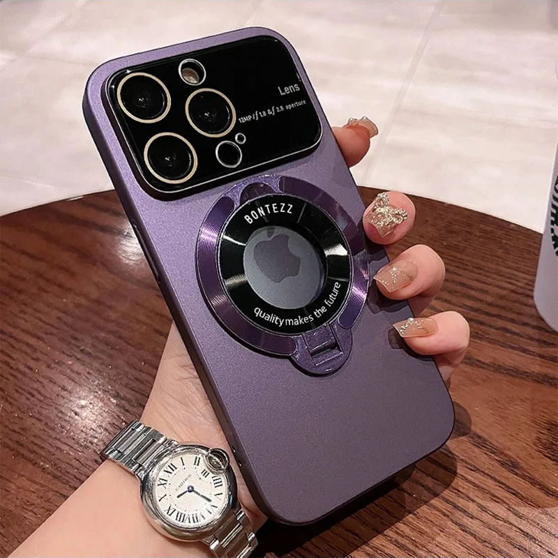 Magsafe – coque de téléphone mince et mate avec support PC, étui de protection d'objectif en verre pour iPhone 15 14 13 12 11 Pro Max Plus_voghion.com