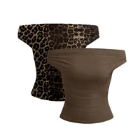 2 pièces ensemble plissé asymétrique haut court femme T-shirts haut sans bretelles femme sans manches Sexy hauts femmes tissu mode Streetwear 5
