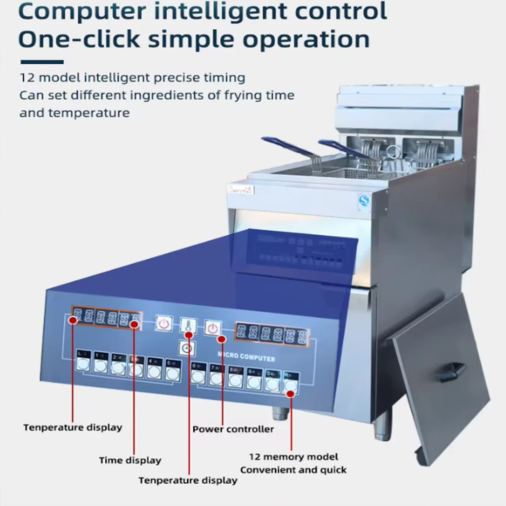 14L+14L commercial electric fryer, vertical digital control system, dual fryer boiler, multifunctional fried food machine
