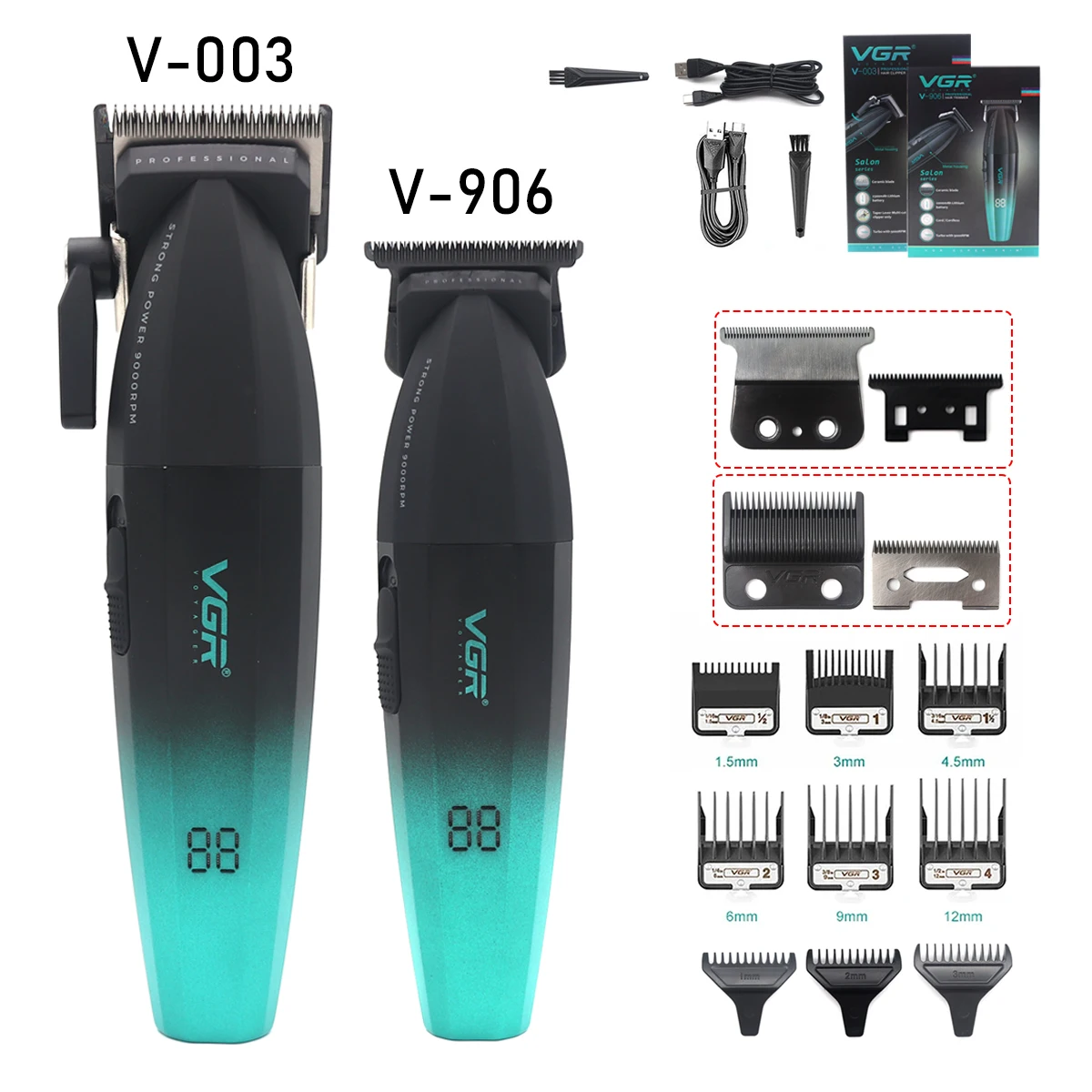 VGR V-003 バリカン セラミック刃 VGR V-003 Professional Hair Clipper 9000 RPM Ceramic Blade
