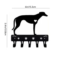 Greyhound Key Holder & Dog Leash Hanger: Decorative Iron Craft for Wall-Mounted Hooks Organizer in Home 2