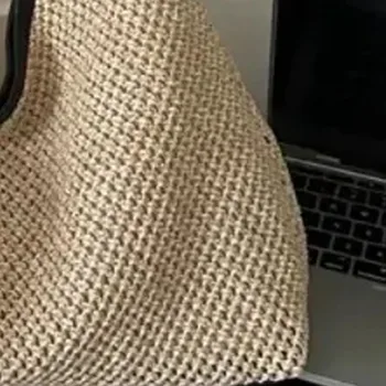 Borsa da Spiaggia Estiva, Borsa da Viaggio in Paglia, Borsa in Rattan Intrecciata a Mano, Grande Capacità, Borsa a Spalla da Donna, Shopper