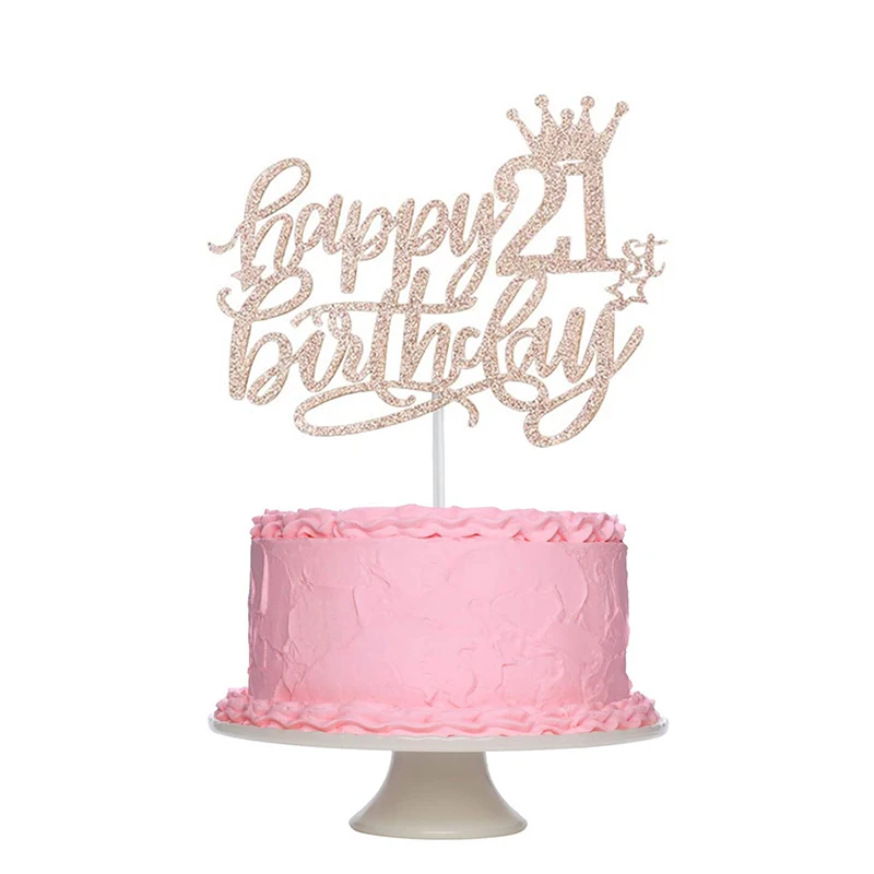Gyufise Confezione da 3 decorazioni per torta con glitter dorati, 25° anniversario, 25° compleanno, decorazione per torta per 25° anniversario di matrimonio, festa di compleanno