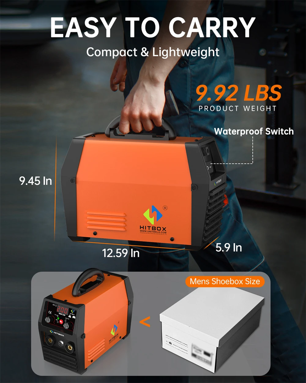HITBOX 220V 200A 3-in-1 Gasfreies MIG-Schweißgerät MMA/MIG/Lift TIG HBM1200 Halbautomatische Schweißmaschine mit Fülldraht Gaslos – Detail 13