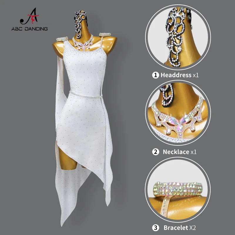 2025 ホワイトラテンダンスドレス競技服ガールスポーツ