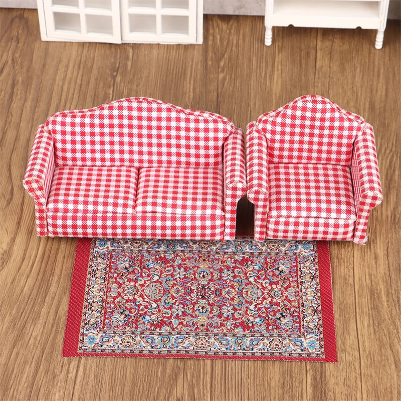 1Pc 1:12 Dollhouse Miniature Floor Rug Mat Turkish Woven Cover Carpet Model Bedroom Living Room Decor Toy Doll House Accessories