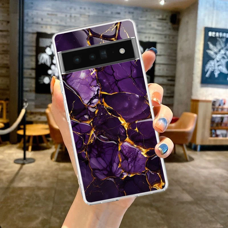 Elegant Marble Design Shockproof Silicone Phone Case - Transparent Shell