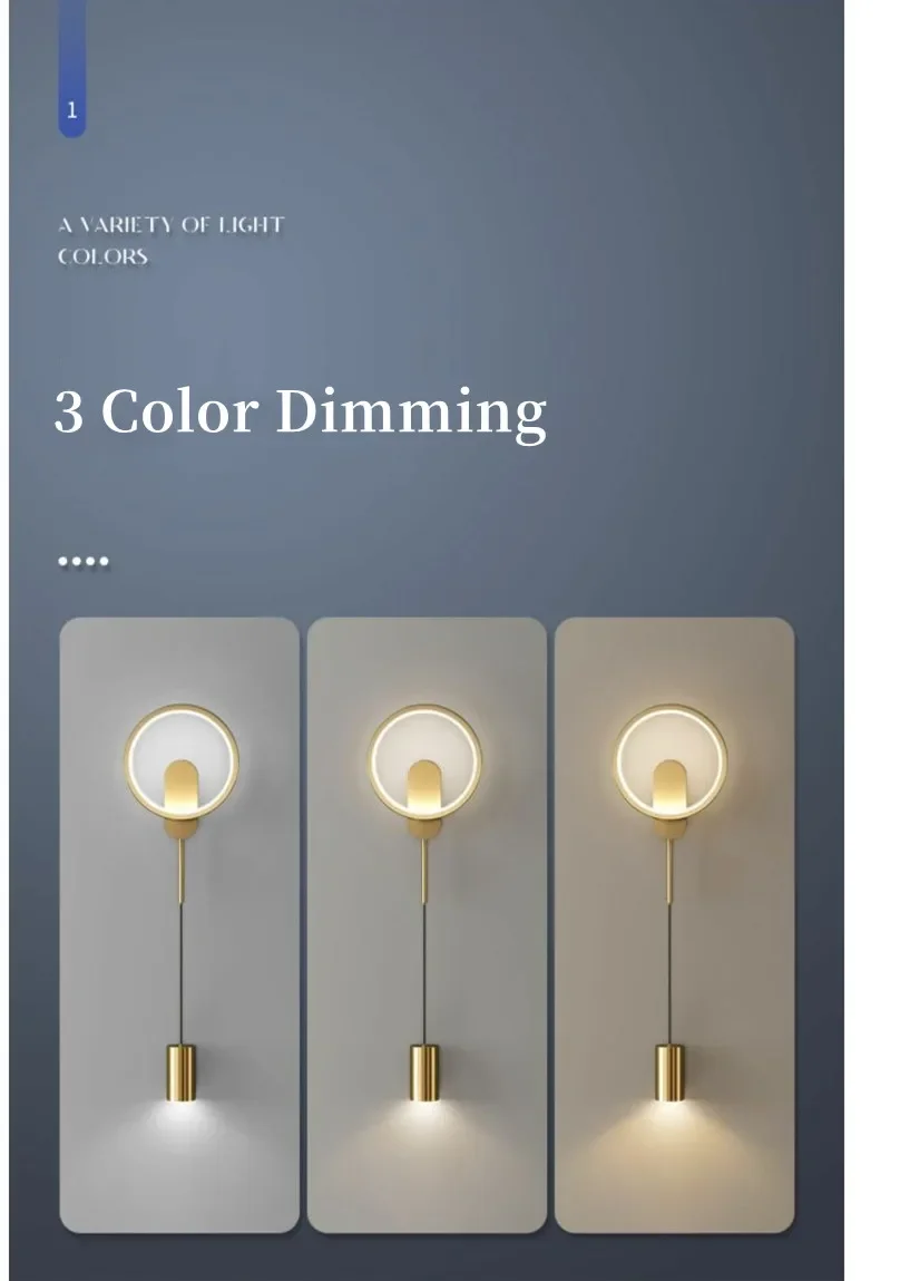 Description Picture 3 of itemModern Led Indoor Wall Lamp Bedroom Bedside Decoration Living Room Stair Wall Light Sconce Golden Luminaire Nordic Wall Light