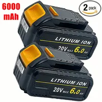 2 Pack of 6.0Ah 20V DCB206 Replacement Batteries for DeWalt 20V Max DCB205 DCB206 DCB207 DCB204 DCB203 DCB201 DCB200 DCB180 DCB 1