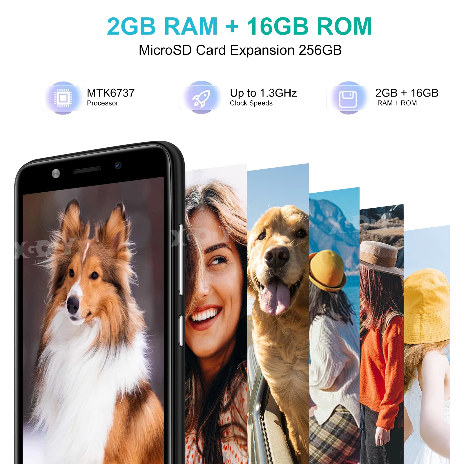 XGODY X60,6.0 inch,Smartphone Android,2+16GB ROM,Android,Dual SIM,3000mAh,Mobile phones,Quad Core,4G Cellphones,with Case Films 6