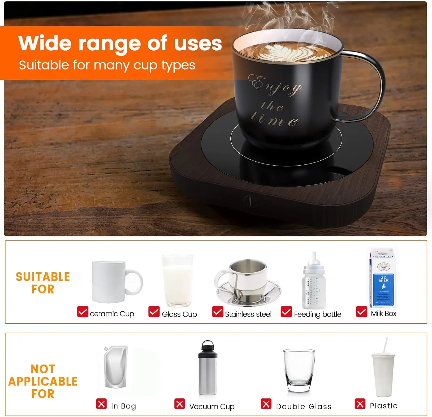 , Mug Warmer for Desk, Coffee Warmer, Coffee Cup Warmer, Cup Warmer with Temperature Setting & Auto Shut Off for Coffee, Bevera