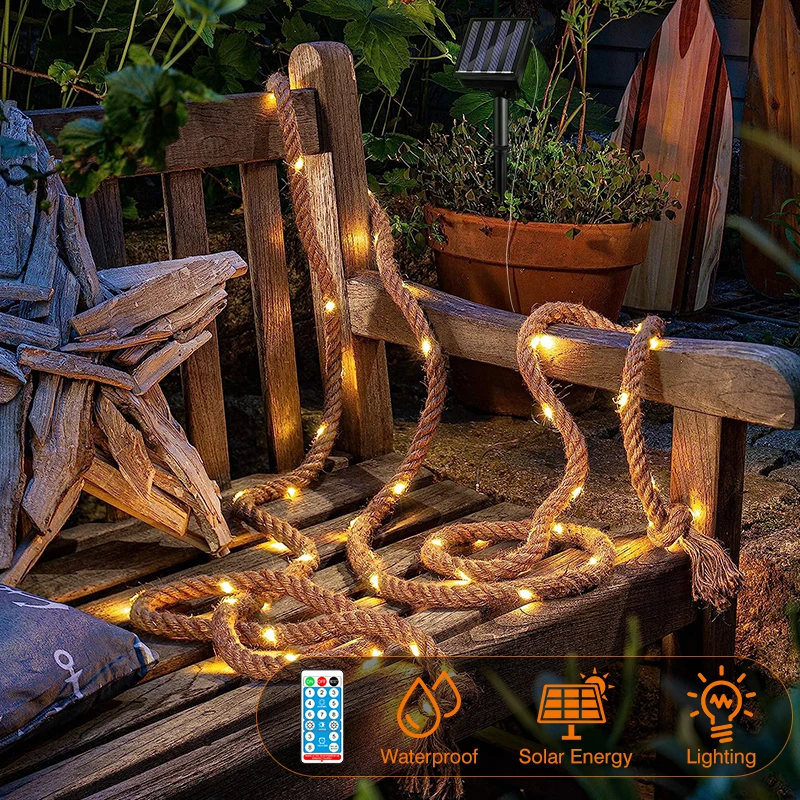 

Creative Design Solar Rope String Lights Garden Path Courtyard Landscape Led Copper Lamp Vintage Atmosphere Fairy Night Lights