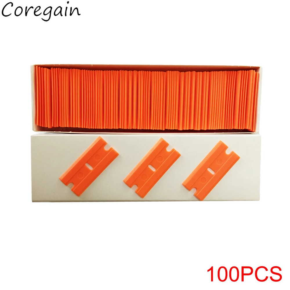 Razor Scraper Blades Plastic Blade Replacement 100pcs for Car Sticker Remover Decals Window Glass Clean Scraper Glue Remover razor blade scraper razor blade scrapers glue removal scraper