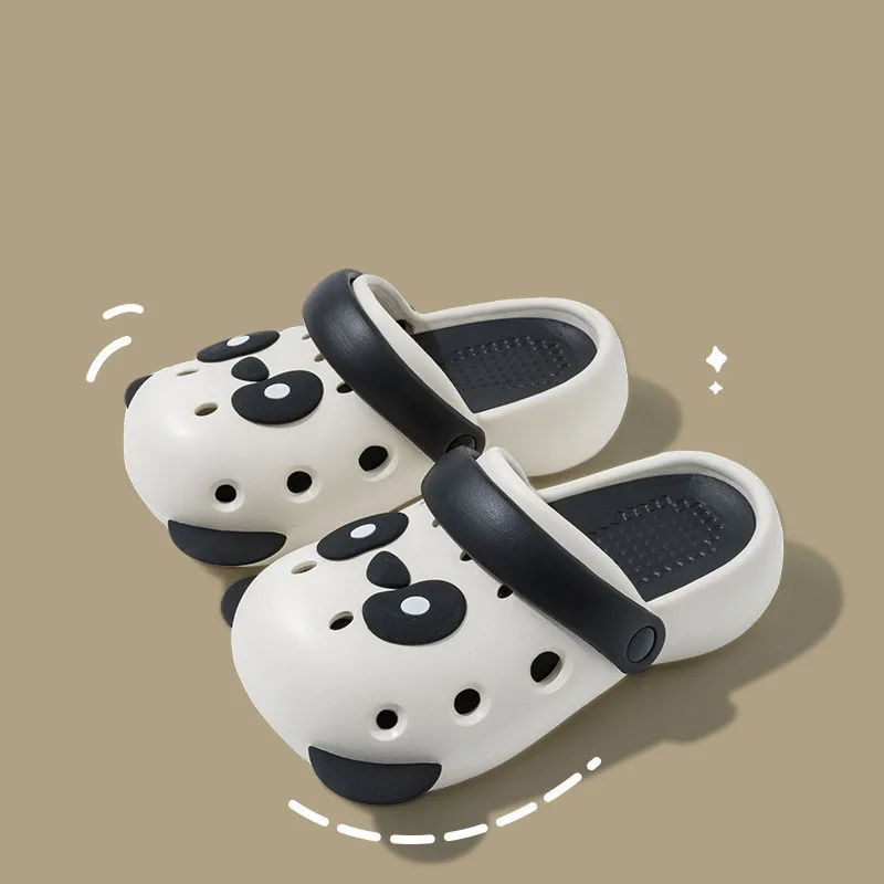 

Cute Panda Baby Kids Slippers Cartoon Hole Shoes Women Summer EVA Garden Shoes Outwear Parent-child Anti Slip Soft Sole Slipper