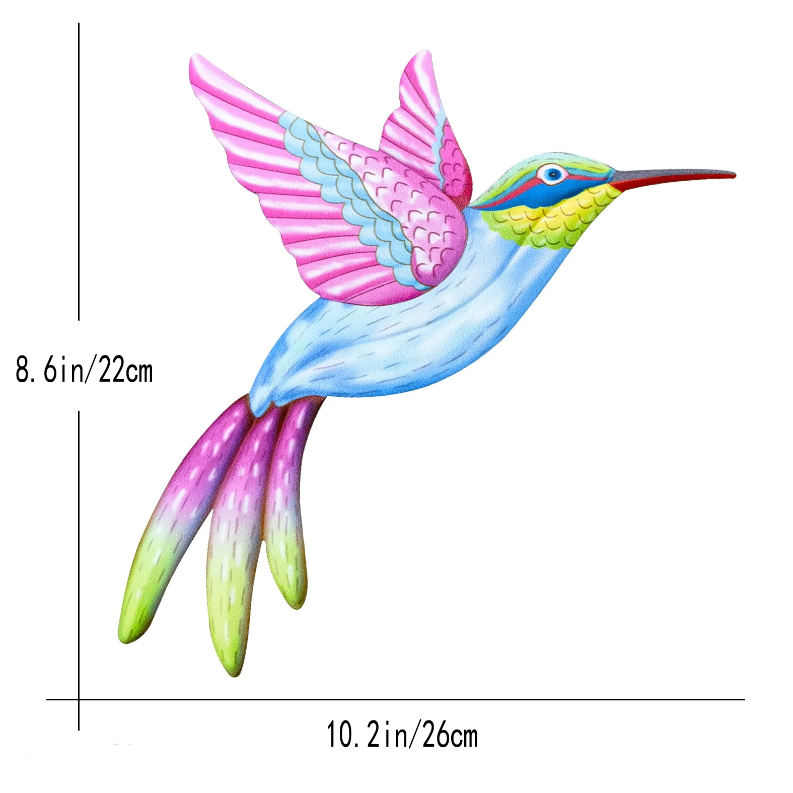 Metal Bird Wall Art Sculpture Big Hummingbird Outdoor Hanging Ornament for Garden/Home Decoration 3