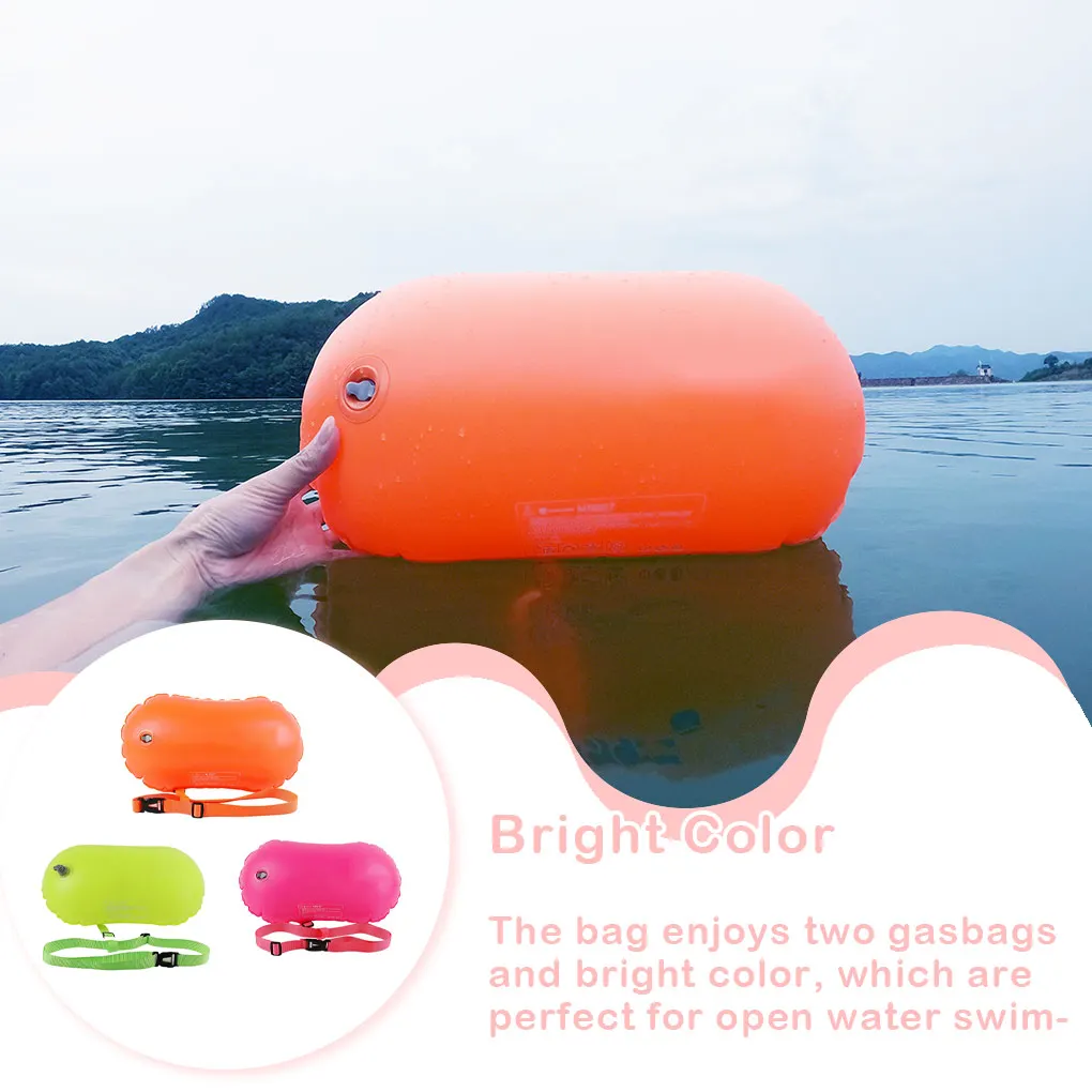 Dry Swimming Bag Inflatable Waterproof Buoy with Belt Water Sports Bright Color Pack Tool Bags Adult Children Orange