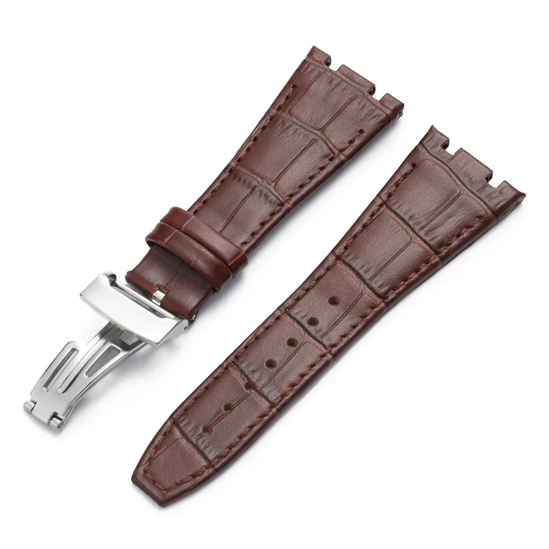 Premium Leather Watchbands - 27mm Cowhide Straps with Folding Buckle