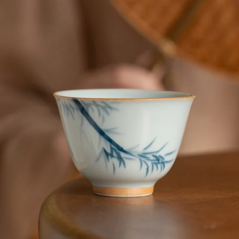 

2 шт./набор, старинная синяя керамическая чашка-кунг-фу, 50 мл