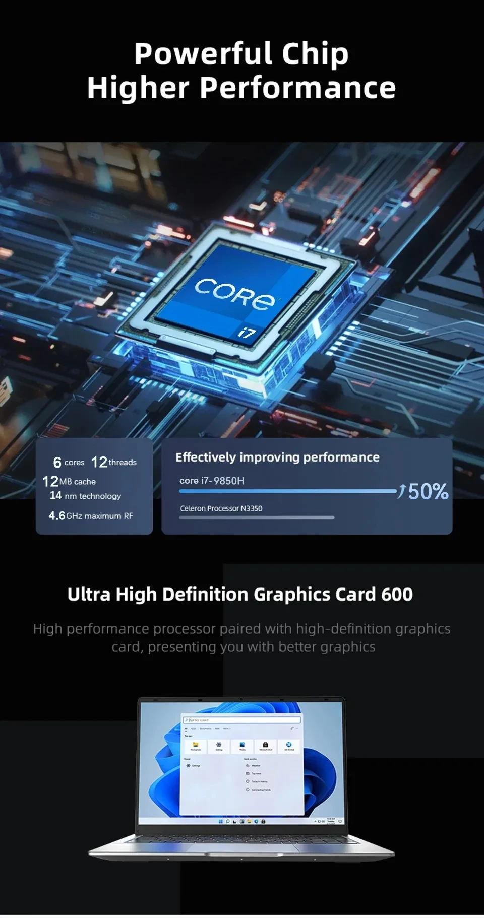 2025 Laptop Core i7 9850H A3950 Portable Laptops Windows 11 Pro 16GB DDR4 1TB SSD 1920*1080 HD PC Gaming Computer Notebook Gamer