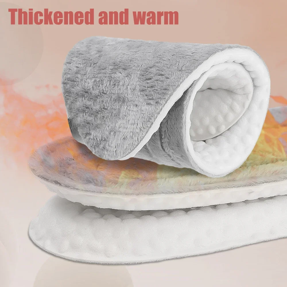 Winter Warm Insole Unisex Thermal Thicken Plush Sports Shoe Sole Orthopedic Inserts Memory Foam Shock-absorbing Wool Shoe Pads