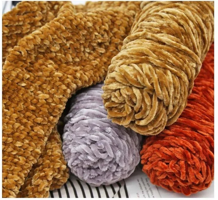 100g Chenille New Soft Rainbow Wool Craft Sweater Yarn BluePink Chunky Crochet BabySoft Knitting Thick DIY Velvet 5