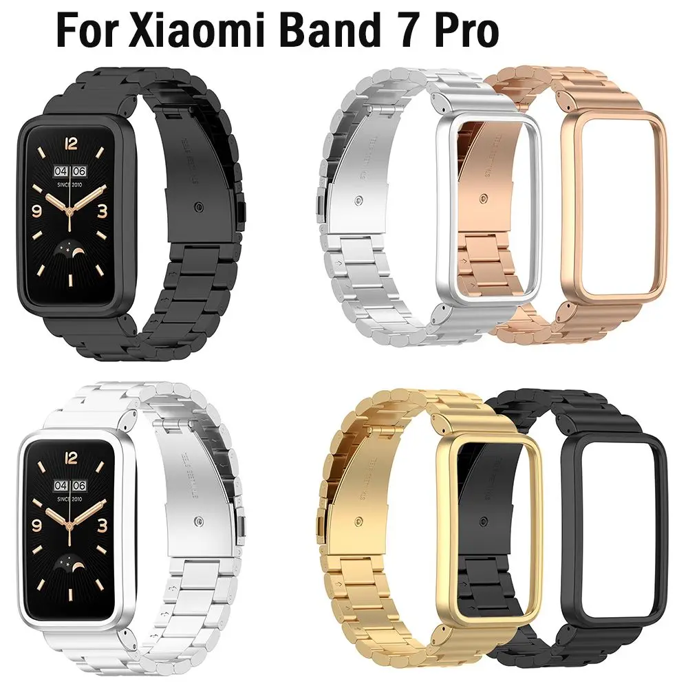 

Protector Watchband Frame Stainless Steel Metal Case Bracelet Strap For Xiaomi Band 7 Pro