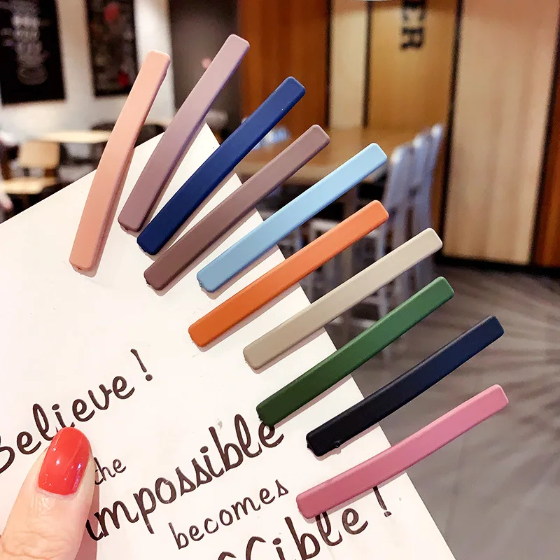 

2021 Metal Solid Color Hairclip Set Women Hair Accessories Korean Style Hairpin Headdress Simple Bangs Clip Decoration Edge Clip
