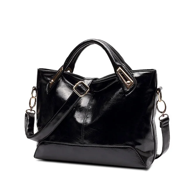 

Women Oil Wax Leather Designer Handbags High Quality Shoulder Bags Ladies Fashion Brand PU Tote