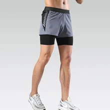 

Quick Men's Gym Shorts Men Clothing Fitness Fake Two Pants Man Summer Sweatpants Male RUN Bottoms Shortes Casual Free Shipping