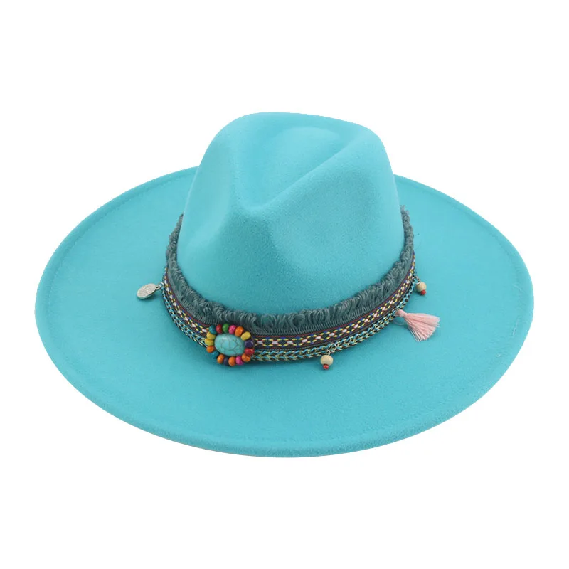 goorin bros fedora Fedora Hat Hats for Women Big Brim 9.5cm Band Western Cowboy Panama Solid Belt Luxury Men Hat Fedoras Felted Chapeau Femme шапка felt fedora hat