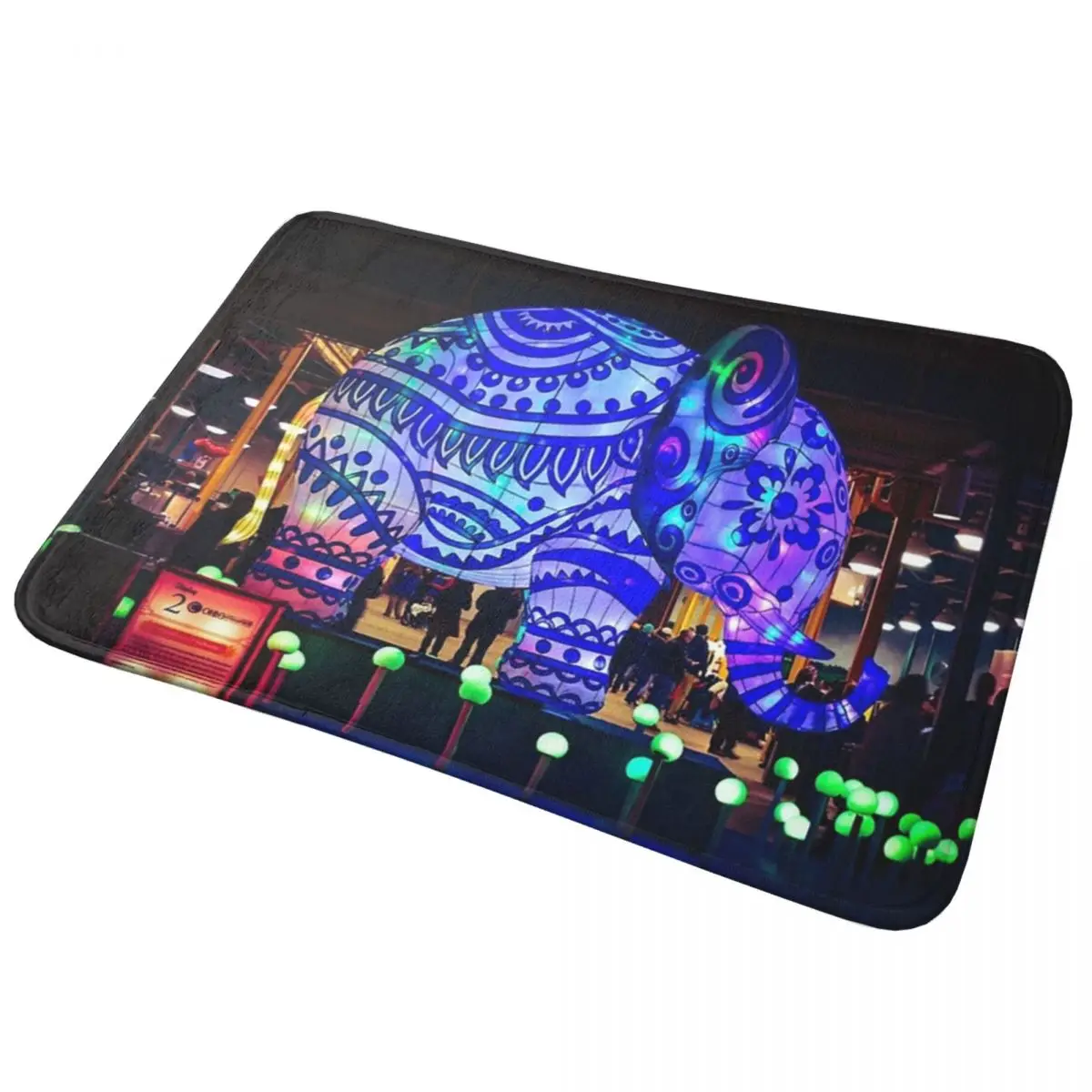 

ILLUMINATED BLUE ELEPHANT Doormat Anti-skid Super Absorbent Bath Mats Home Entrance Rugs Kitchen Bedroom Carpet Outdoor Footpad