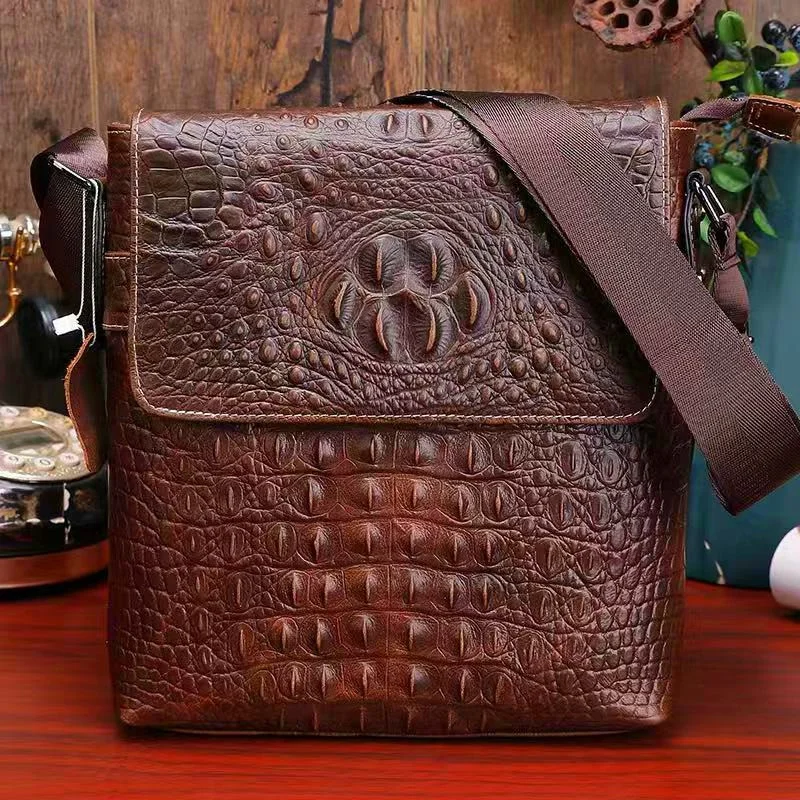 Luxury Genuine Leather Shoulder Bag For Men Casual Crossbody Bag Cowhide Messenger Bag Male Business Shoulder Strap Handbag