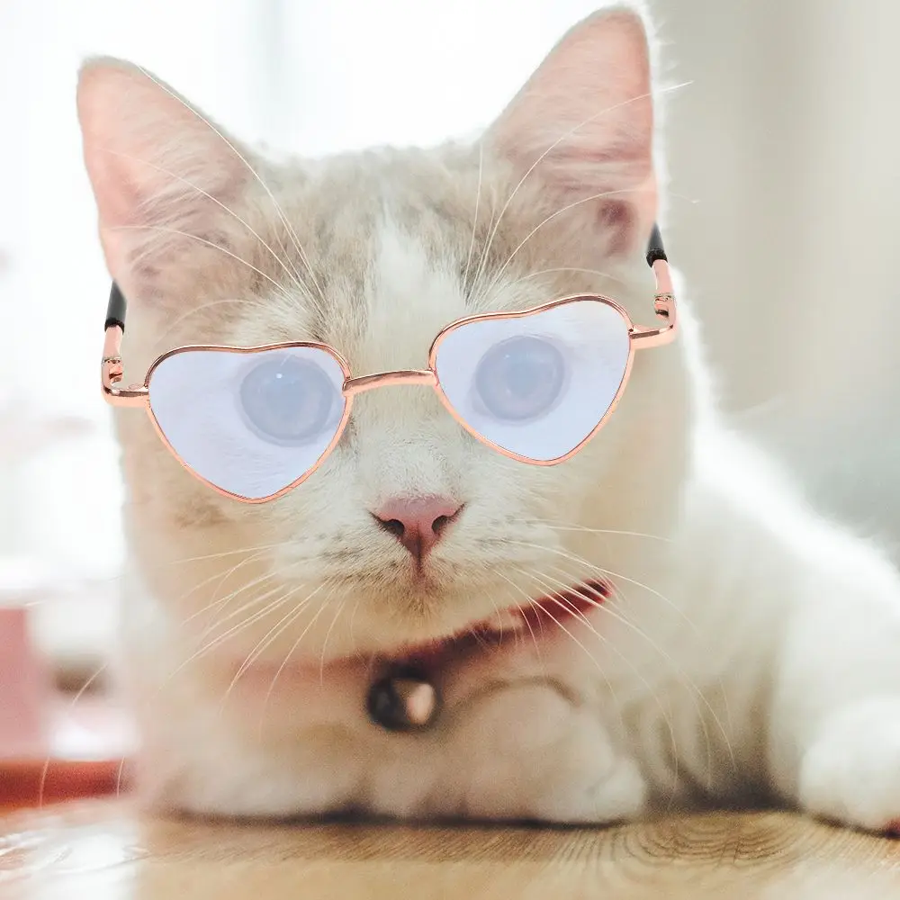 Cute 8CM Miniature Sunglasses Heart Shape Metal Frame Glasses For 14Inch &18Inch Dolls Accessories Plush Toys Doll Eyeglasses