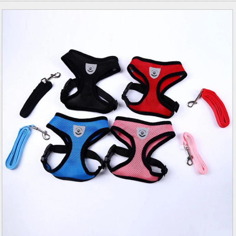 

Dog Harness Leash Set for Small Dogs Adjustable Puppy Cat Harness Vest French Bulldog Chihuahua Pug Outdoor Walking Lead Leash