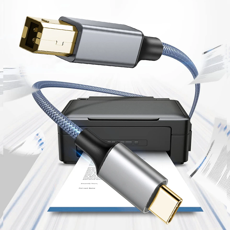 JSADZKJ Cavo USB 2.0 per stampante da 9,8piede USB A a USB-B 2.0 cavo intrecciato USB tipo A maschio a B cavo 480 Mbps USB 2.0 per stampante desktop scanner