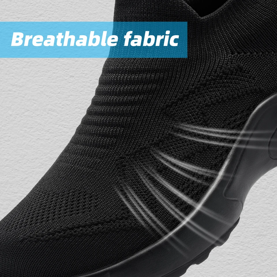 LARNMERN 安全靴通気性の女性鋼つま先作業靴軽量スリップオン春夏