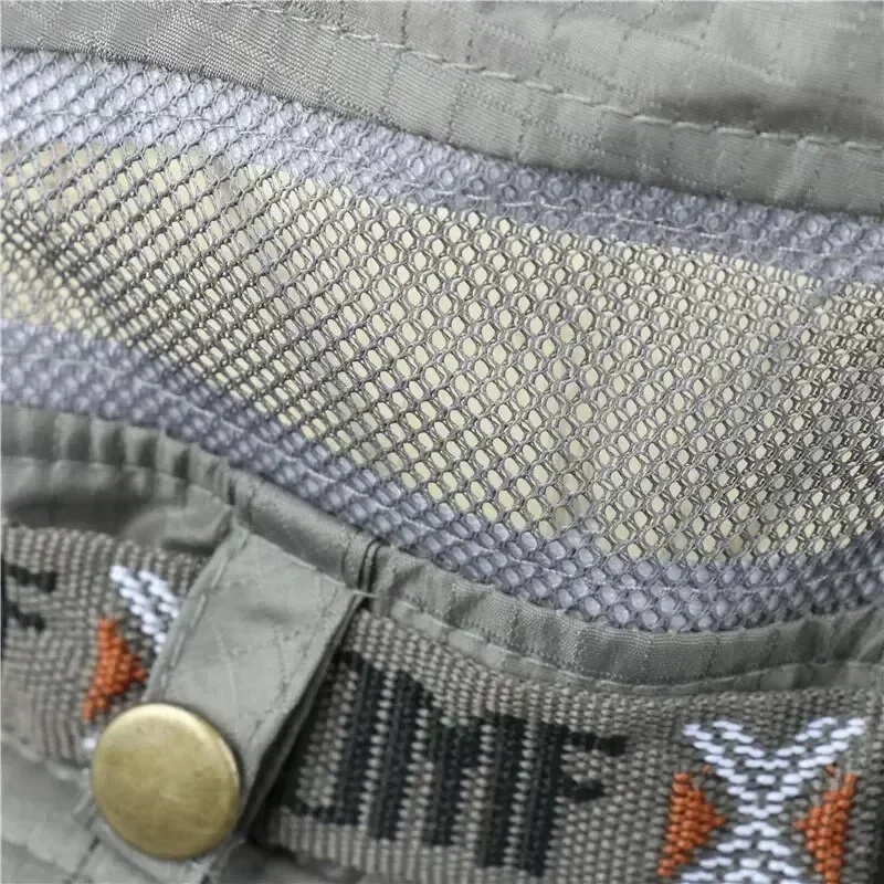 Sommer Männer Eimer Hut Im Freien UV Schutz Breiter Krempe Panama Safari Jagd Wandern Hut Mesh Fischer Hut Strand Sonnencreme Kappe – Detail 6