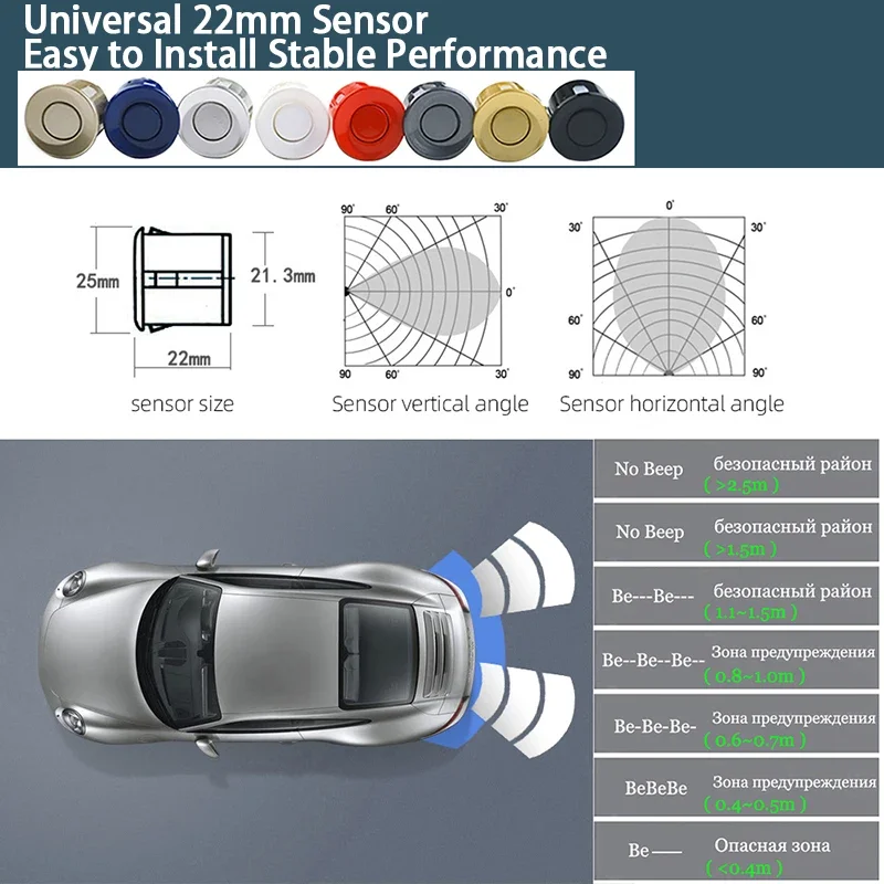 Parking Sensor Car With Auto Parktronic Reverse Monitor 4 Sensors Radar Detector System Backlight Display